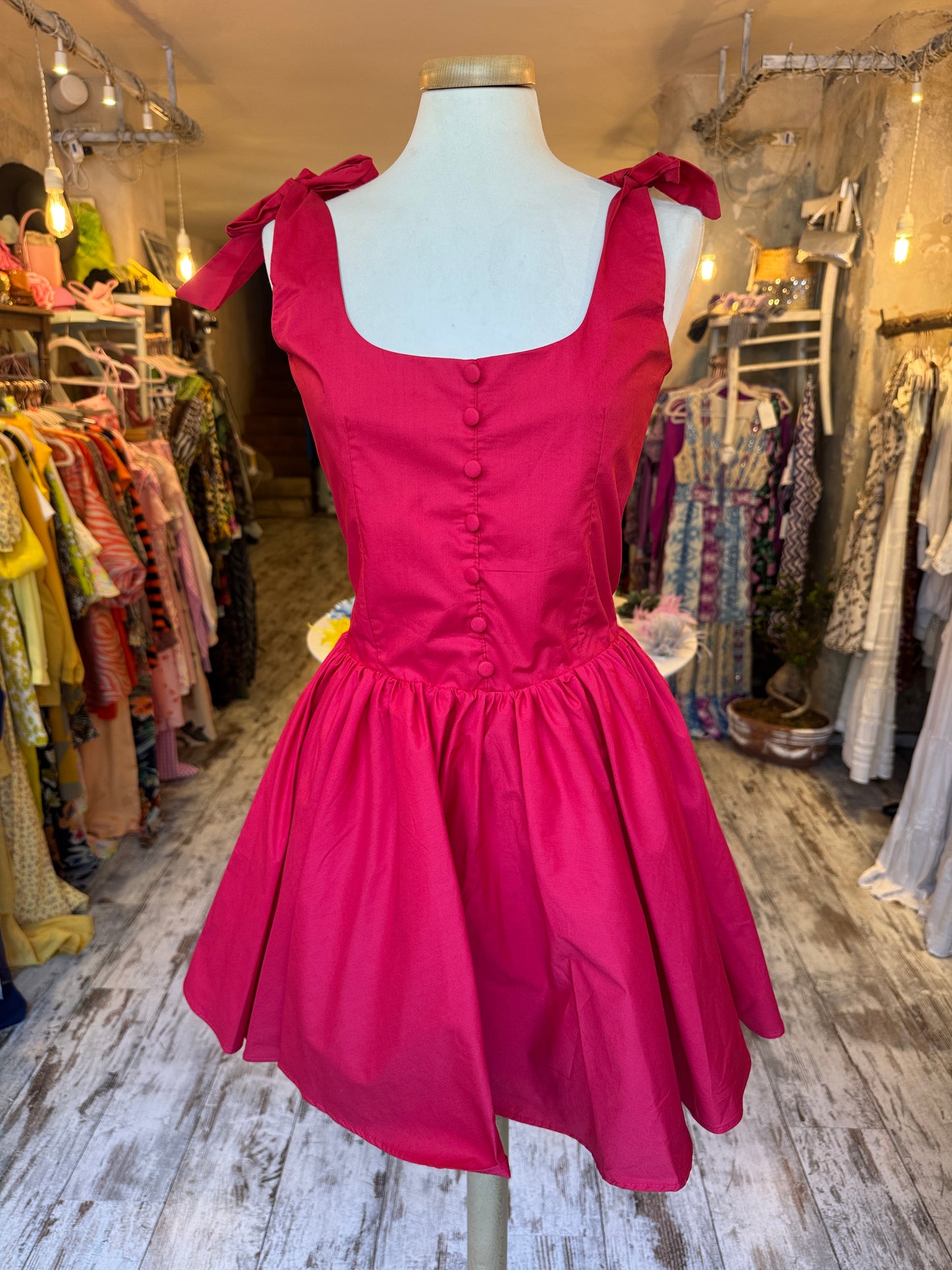 NEW COLLECTION - ABITO A RUOTA COTONE ROSSO