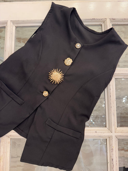 GILET NERO BOTTONI ORO