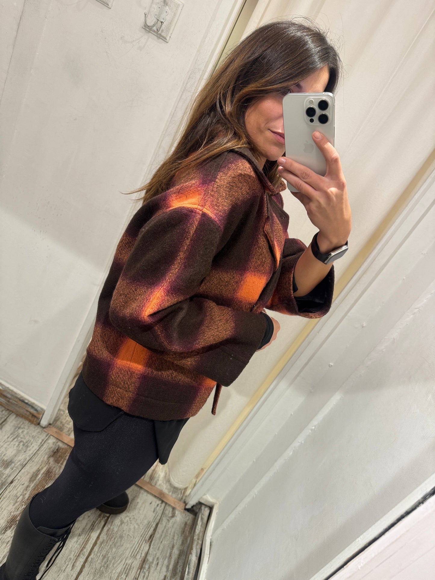 CAPPOTTO CORTO OVER BELLEROSE MARRONE E ARANCIO