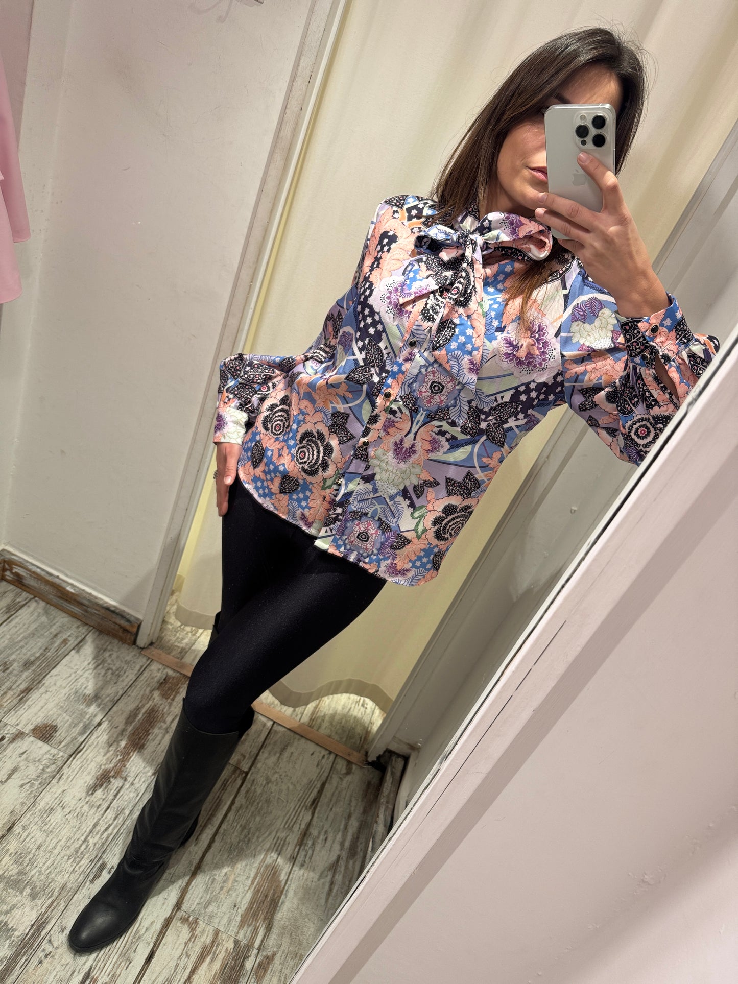 CAMICIA FANTASIA VIOLA CON FIOCCO