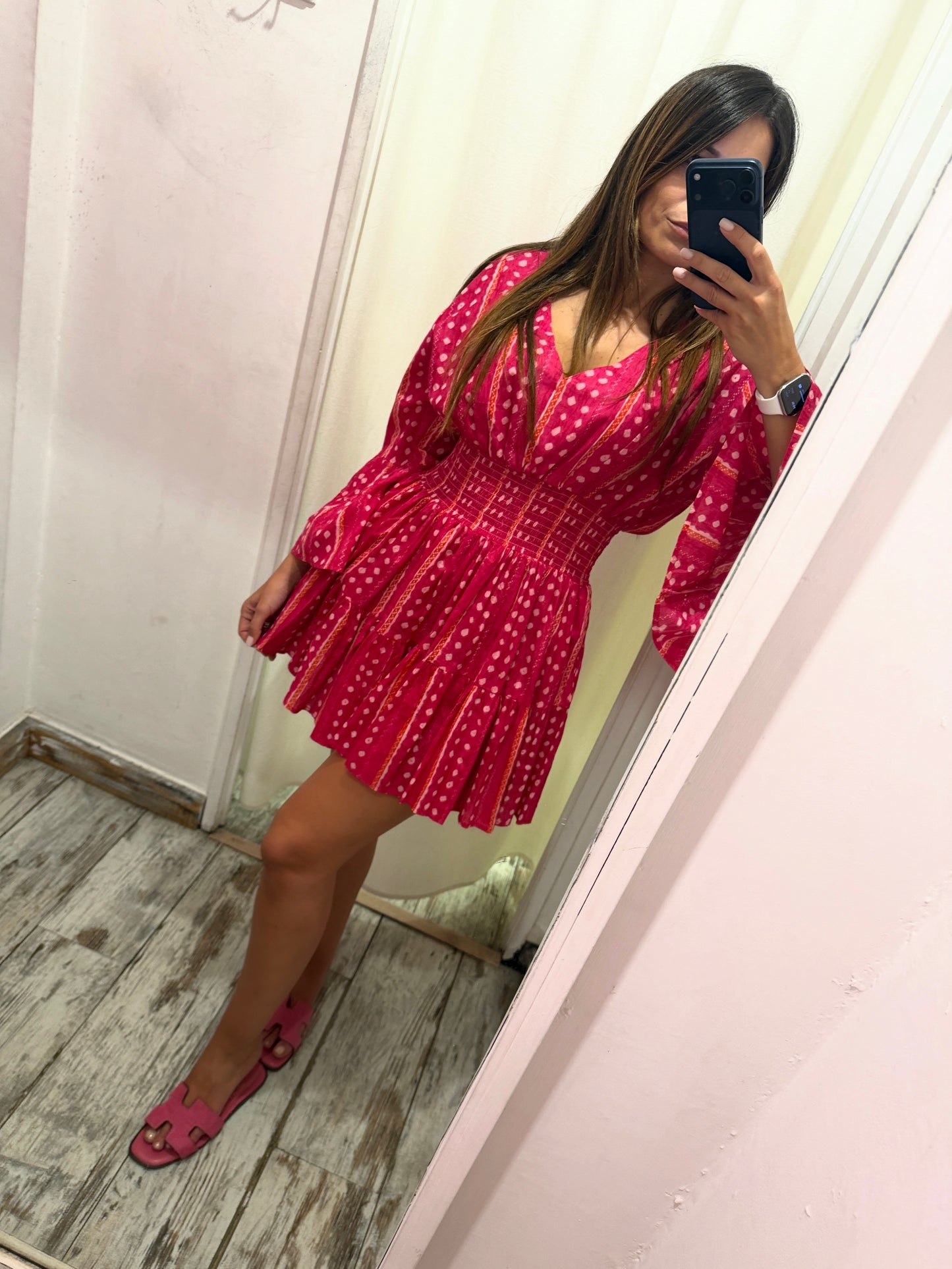ABITO IN COTONE FUCSIA