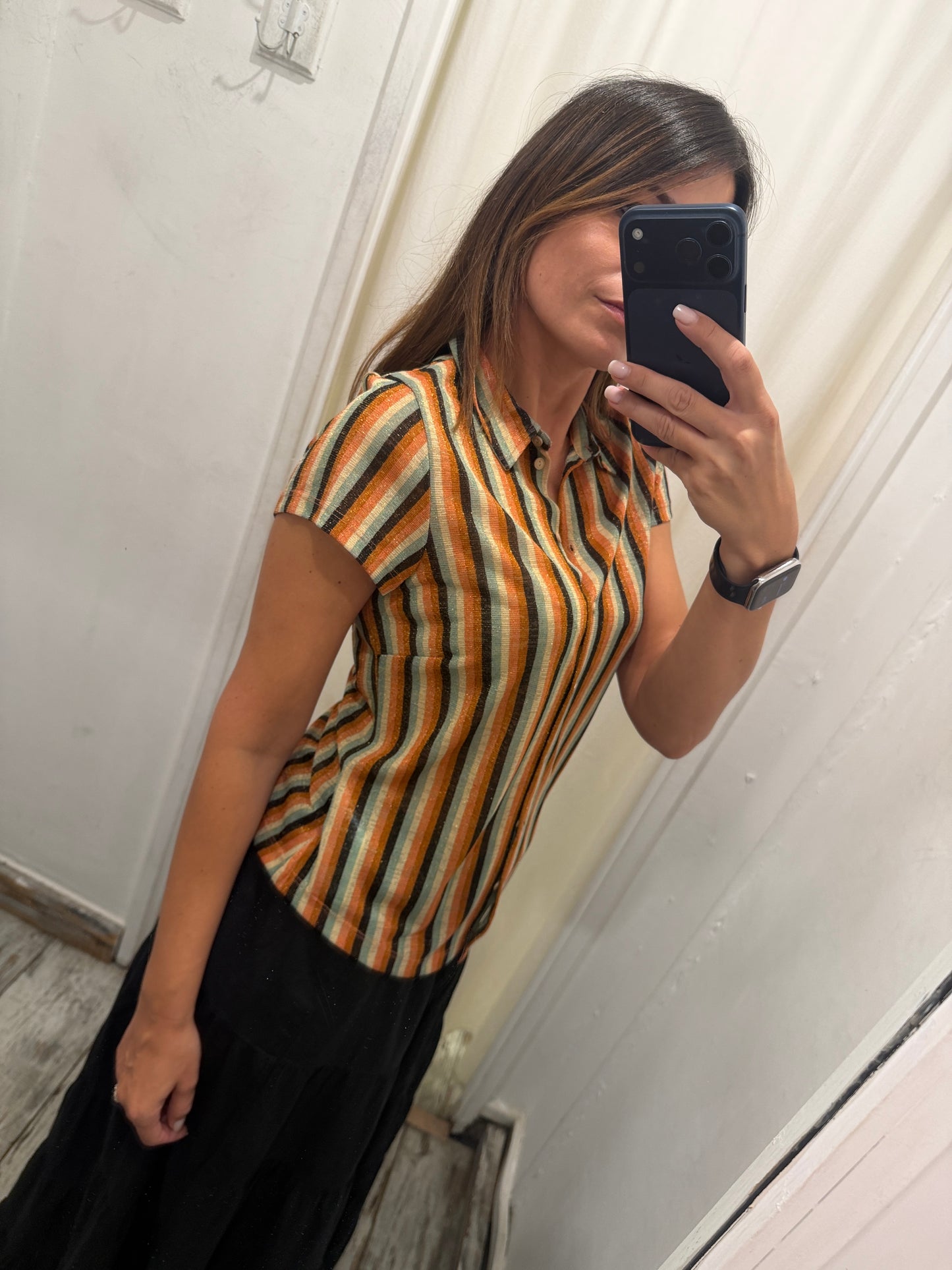 CAMICIA KING LOUIE LUREX RIGHE ARANCIO