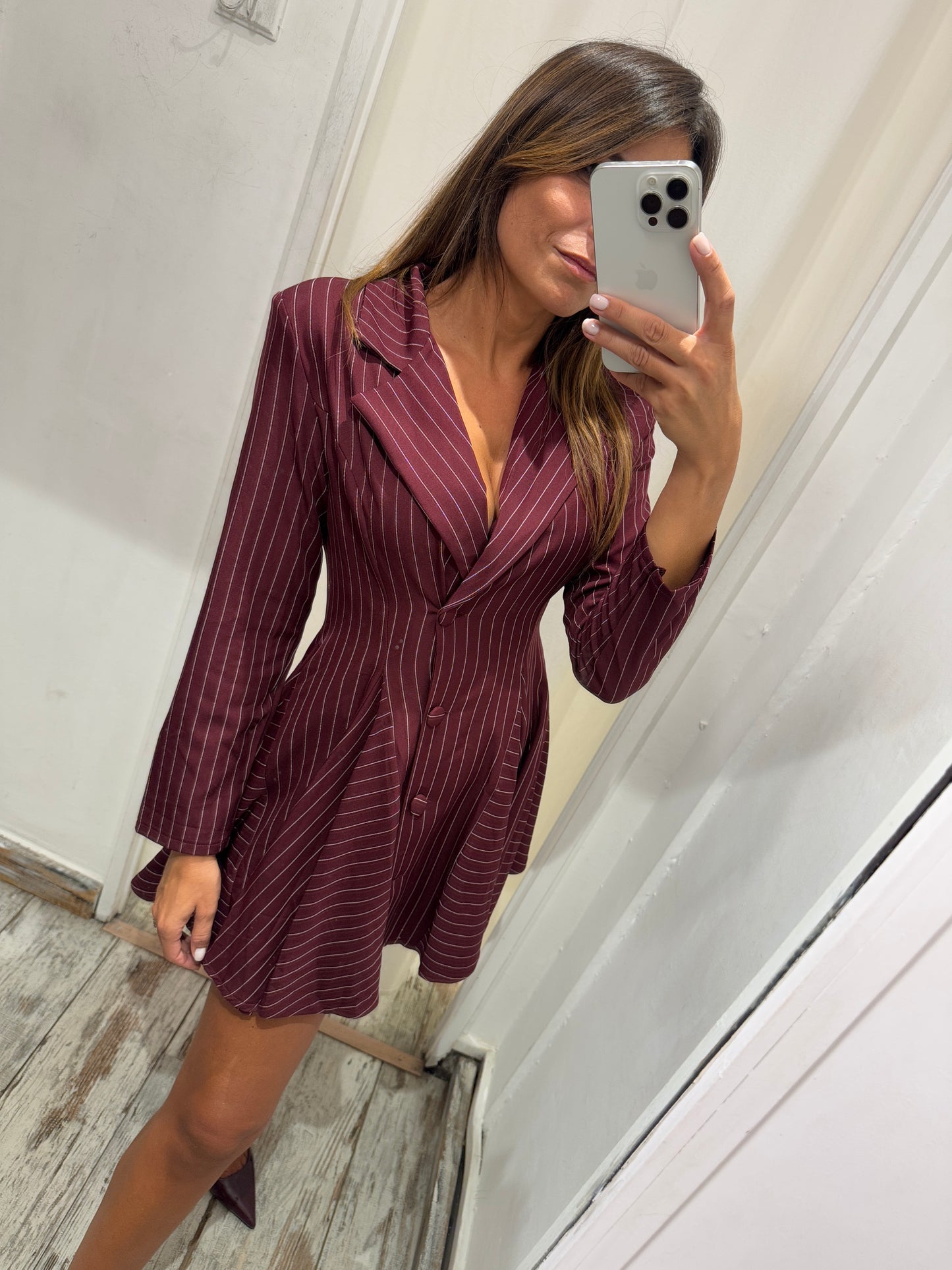 ABITO CORTO CHEMISIER BORDEAUX GESSATO