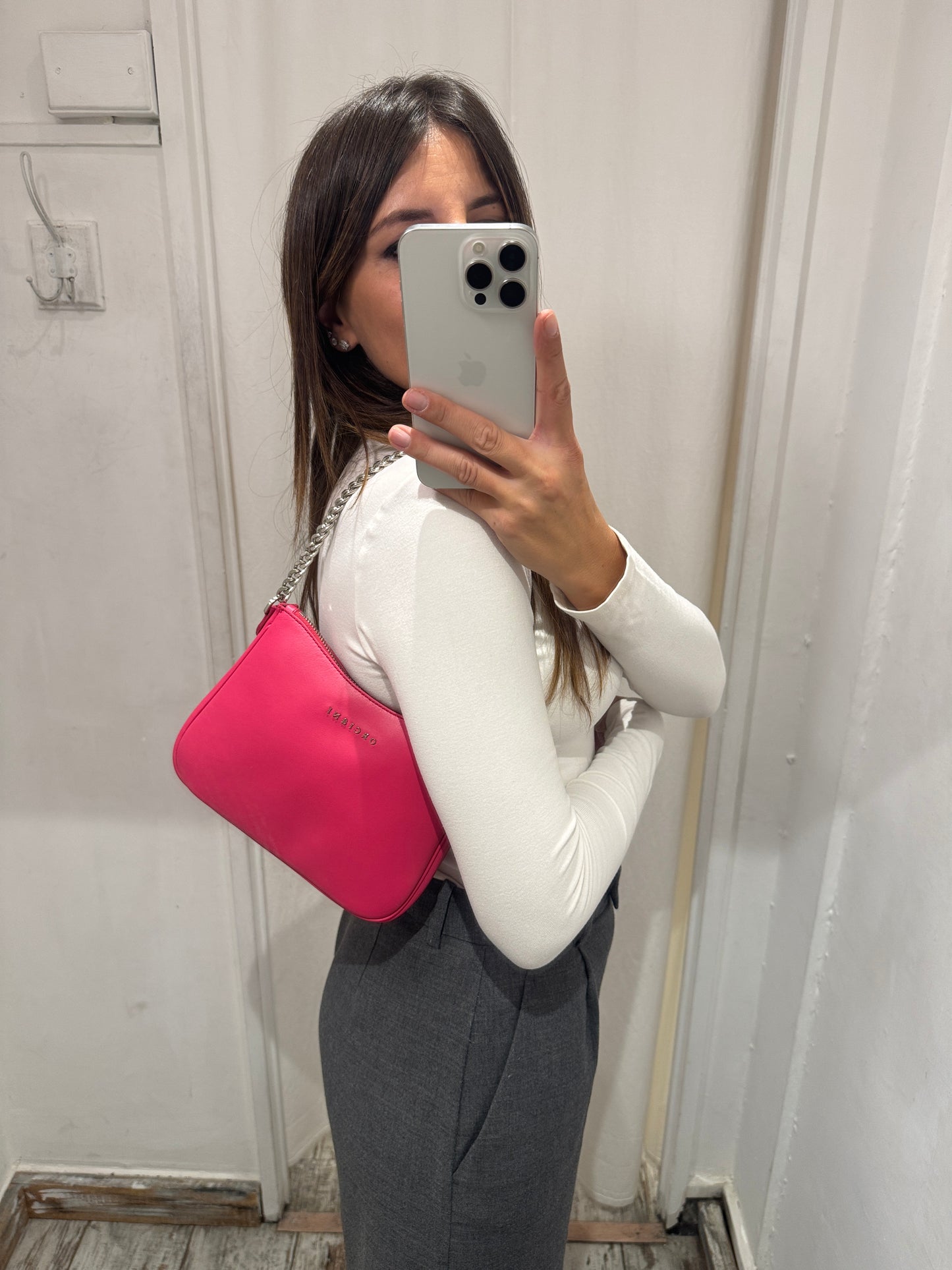 BORSA ORCIANI NEW MOON VANITY PELLE FUCSIA