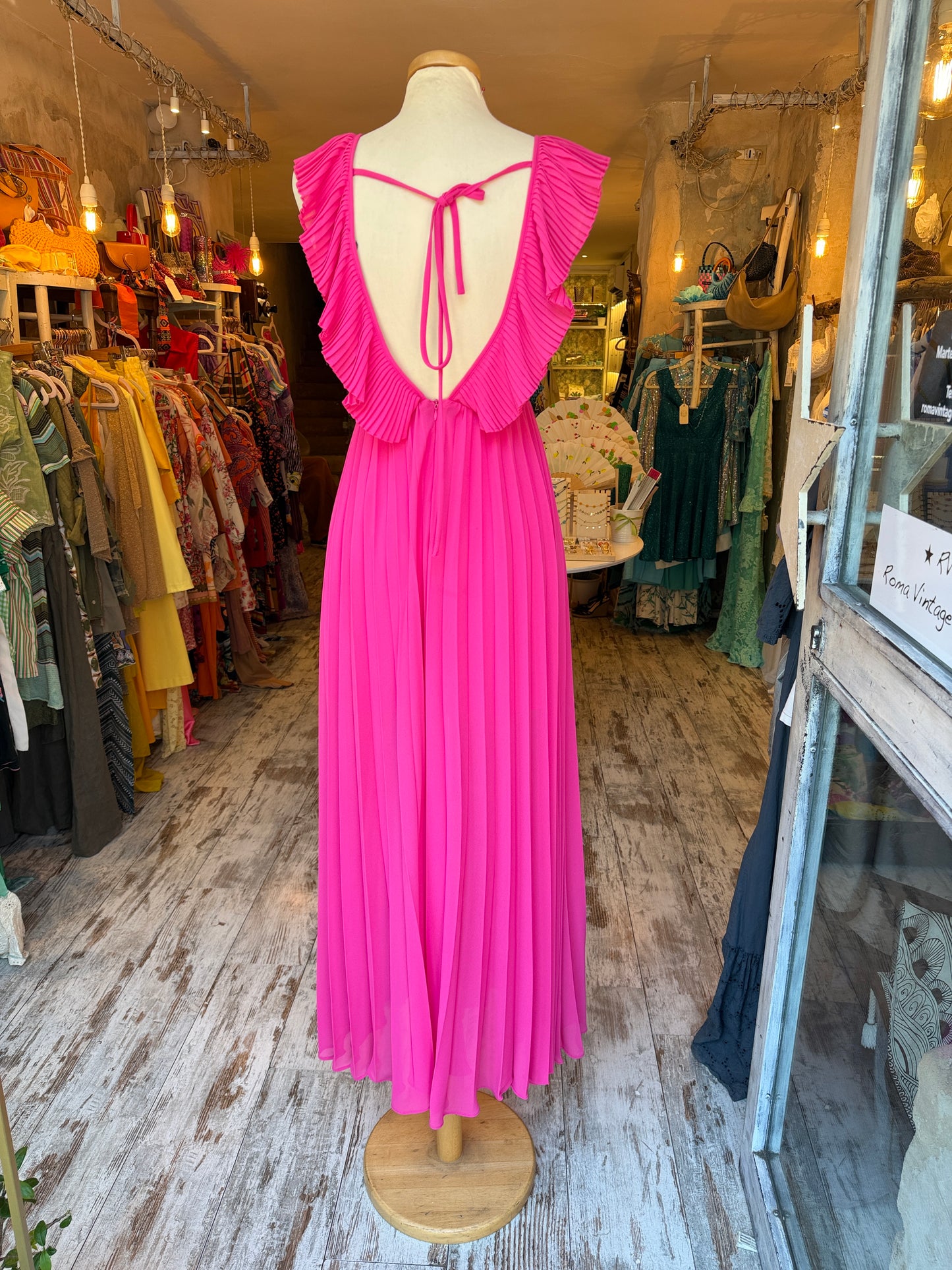 ABITO TWIN SET PLISSÈ FUCSIA
