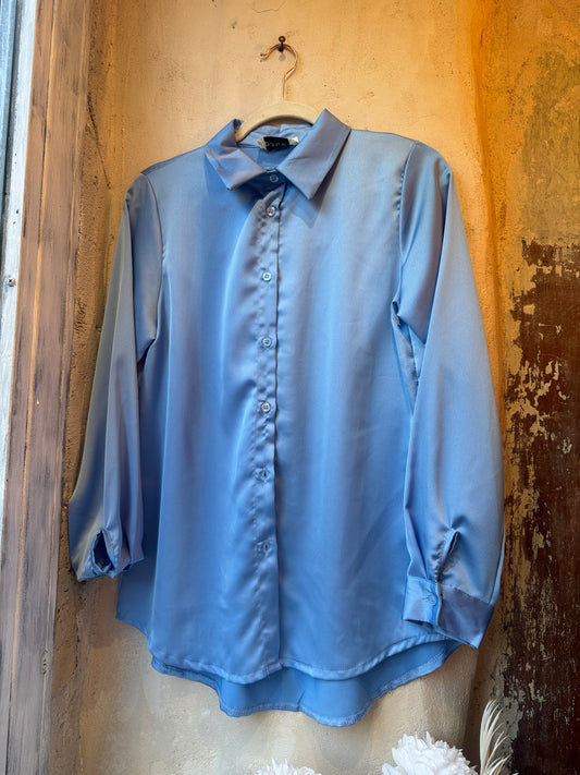 NEW COLLECTION - CAMICIA SATIN CELESTE