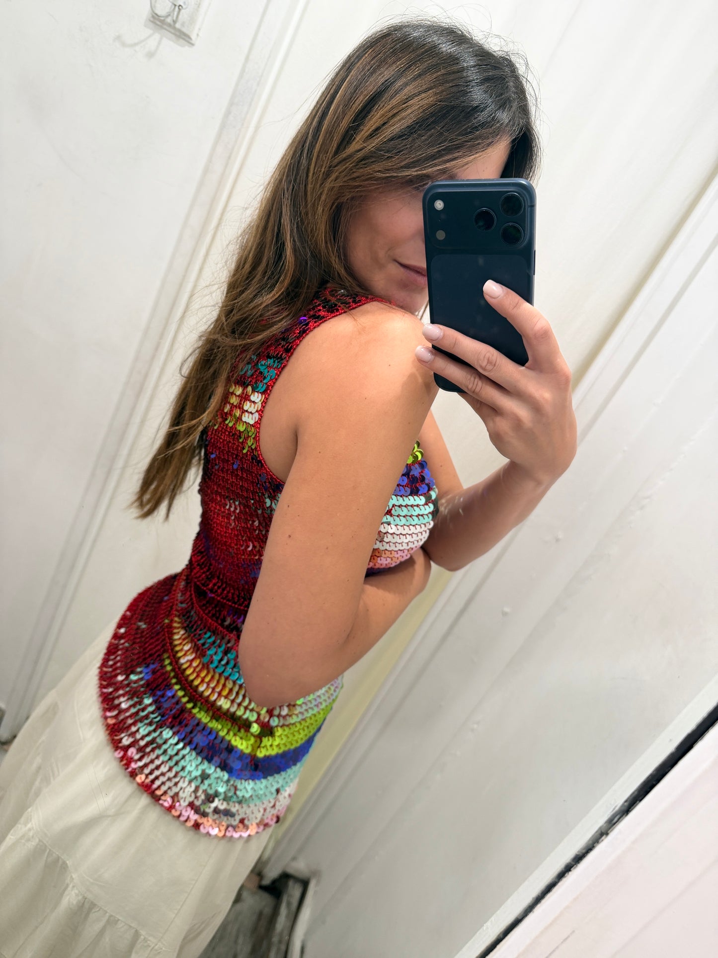NEW COLLECTION - TOP RENÉ DEHRY PAILLETTES ROSSO