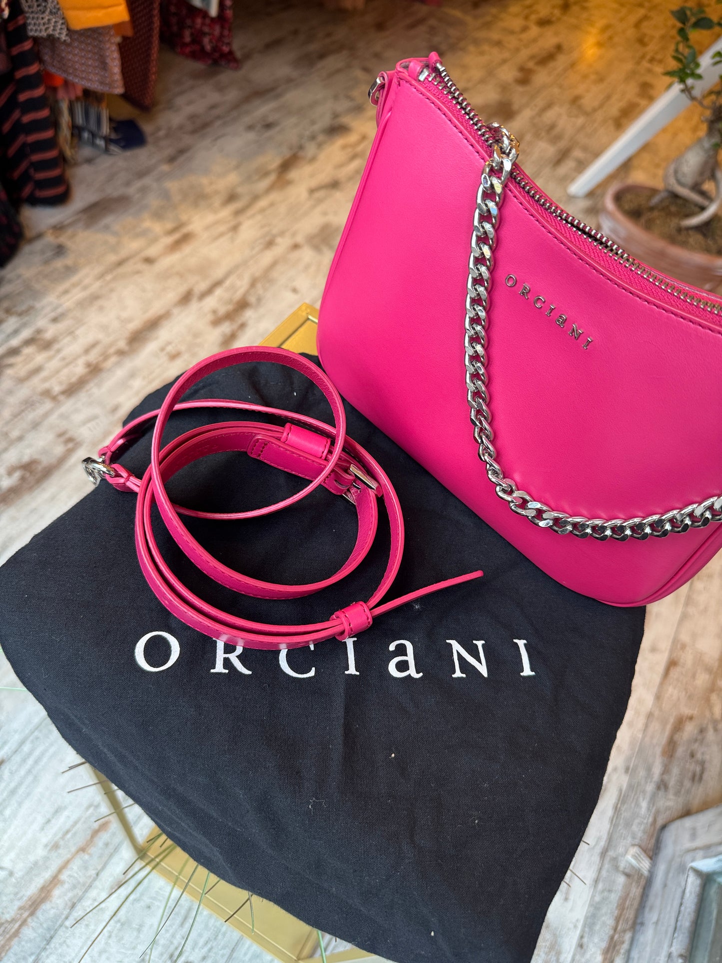 BORSA ORCIANI NEW MOON VANITY PELLE FUCSIA