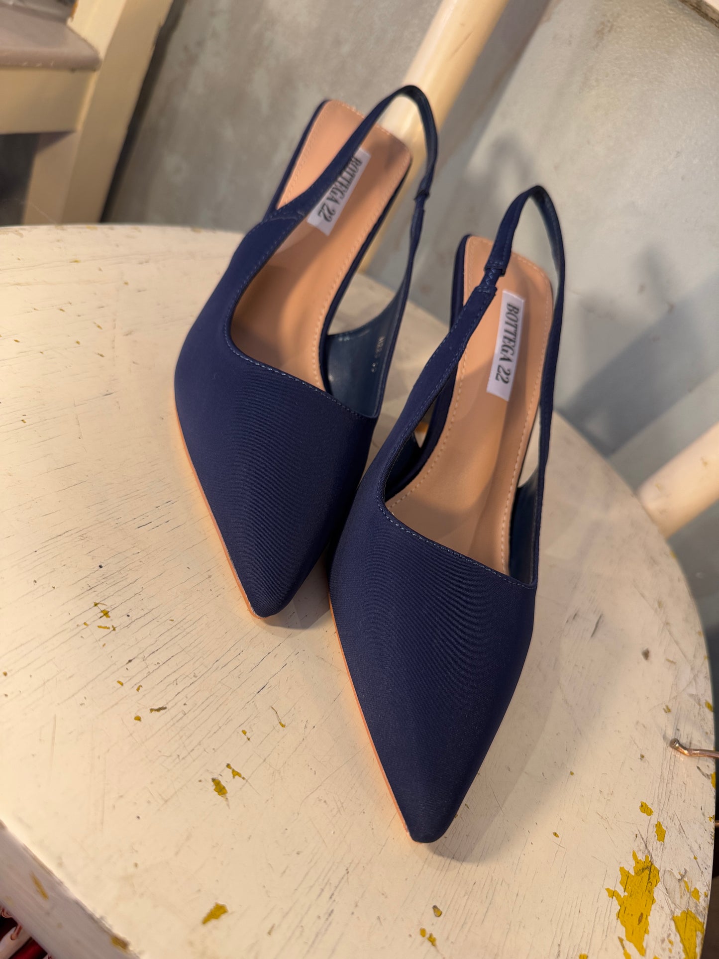 DECOLLETÈ SLINGBACK BLU TESSUTO
