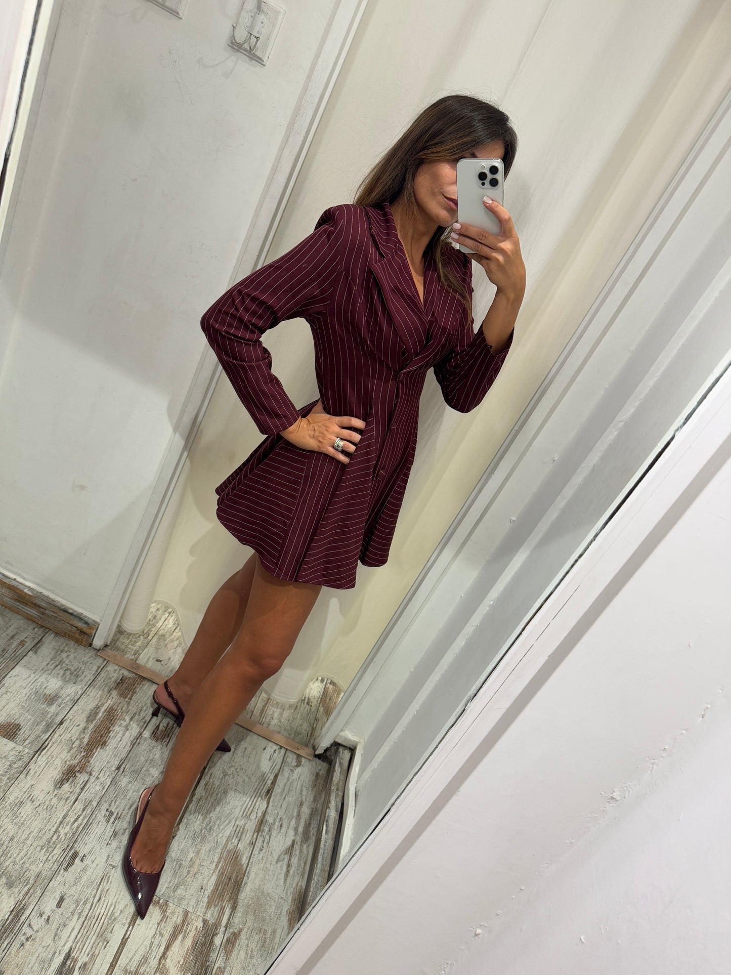 ABITO CORTO CHEMISIER BORDEAUX GESSATO