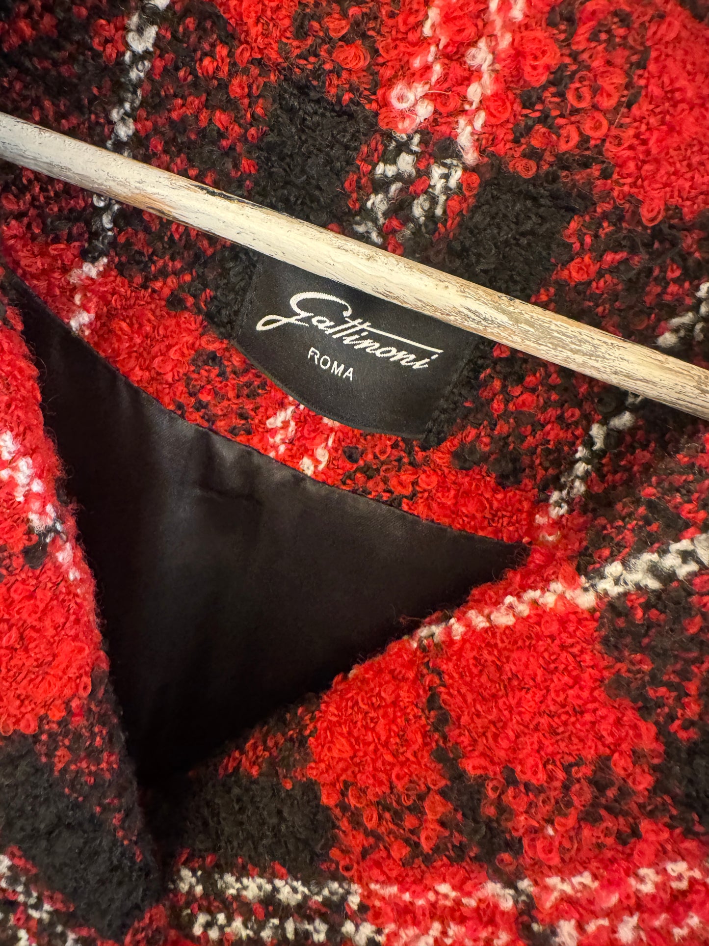 CAPPOTTO GATTINONI BOUCLE QUADRI ROSSO E NERO