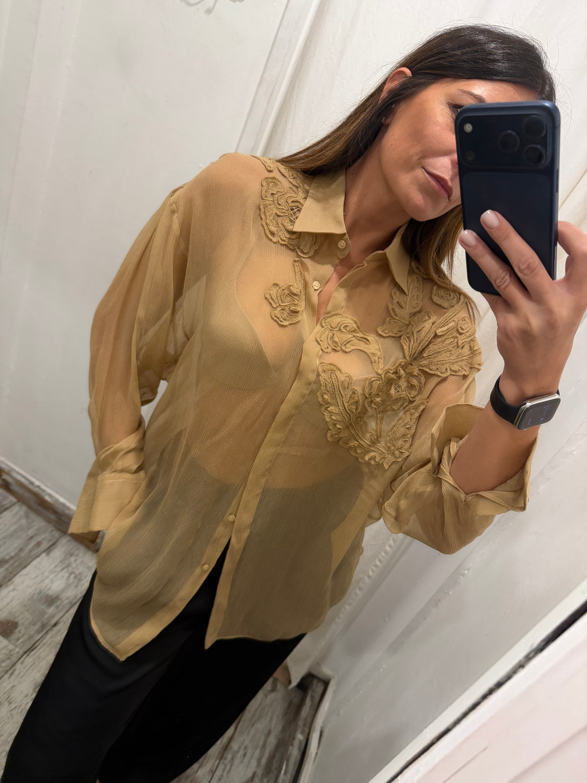CAMICIA ERMANNO SCERVINO SETA CAMMELLO