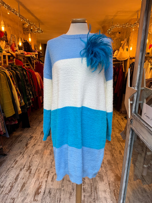 ABITO IN MAGLIA RIGHE AZZURRO E BIANCO