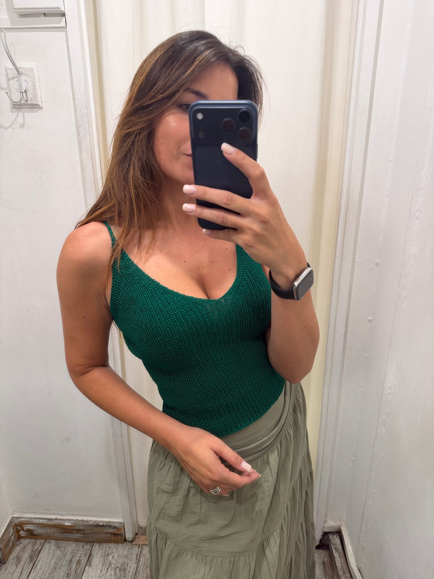 TOP CROP MAGLIA VERDE