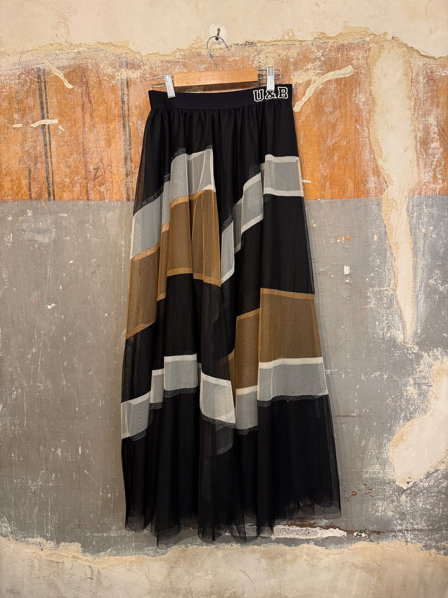 GONNA TULLE TWIN SET U&B NERO E MARRONE