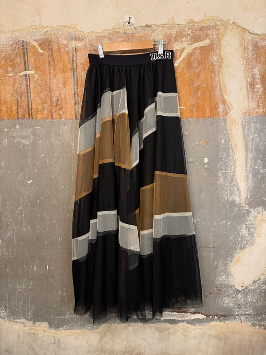 GONNA TULLE TWIN SET U&B NERO E MARRONE