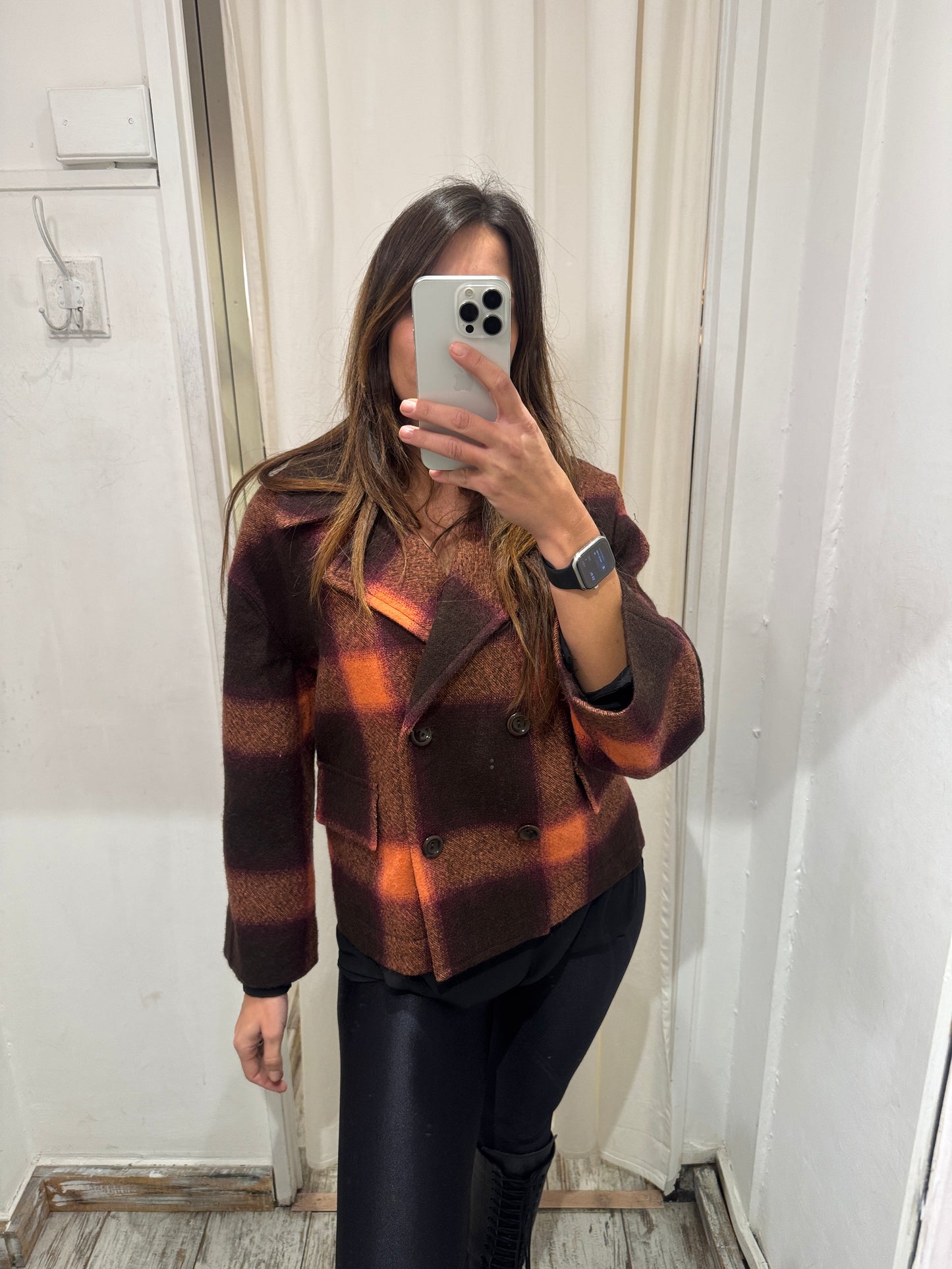 CAPPOTTO CORTO OVER BELLEROSE MARRONE E ARANCIO