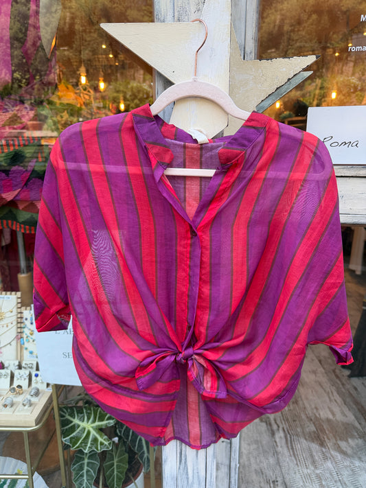 CAMICIA A RIGHE ROSSO E VIOLA