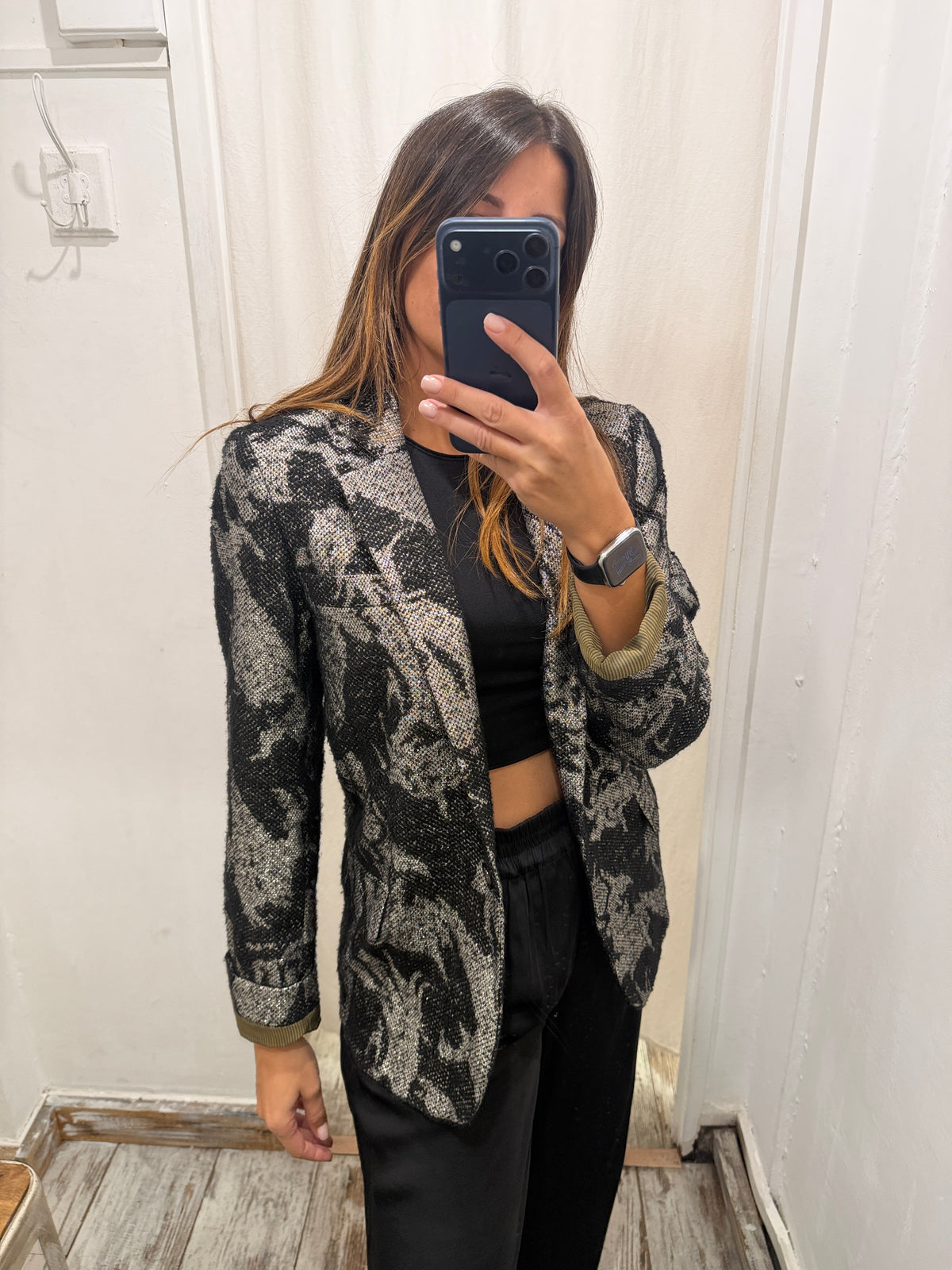 GIACCA HOD NERO E GRIGIO LAMÈ