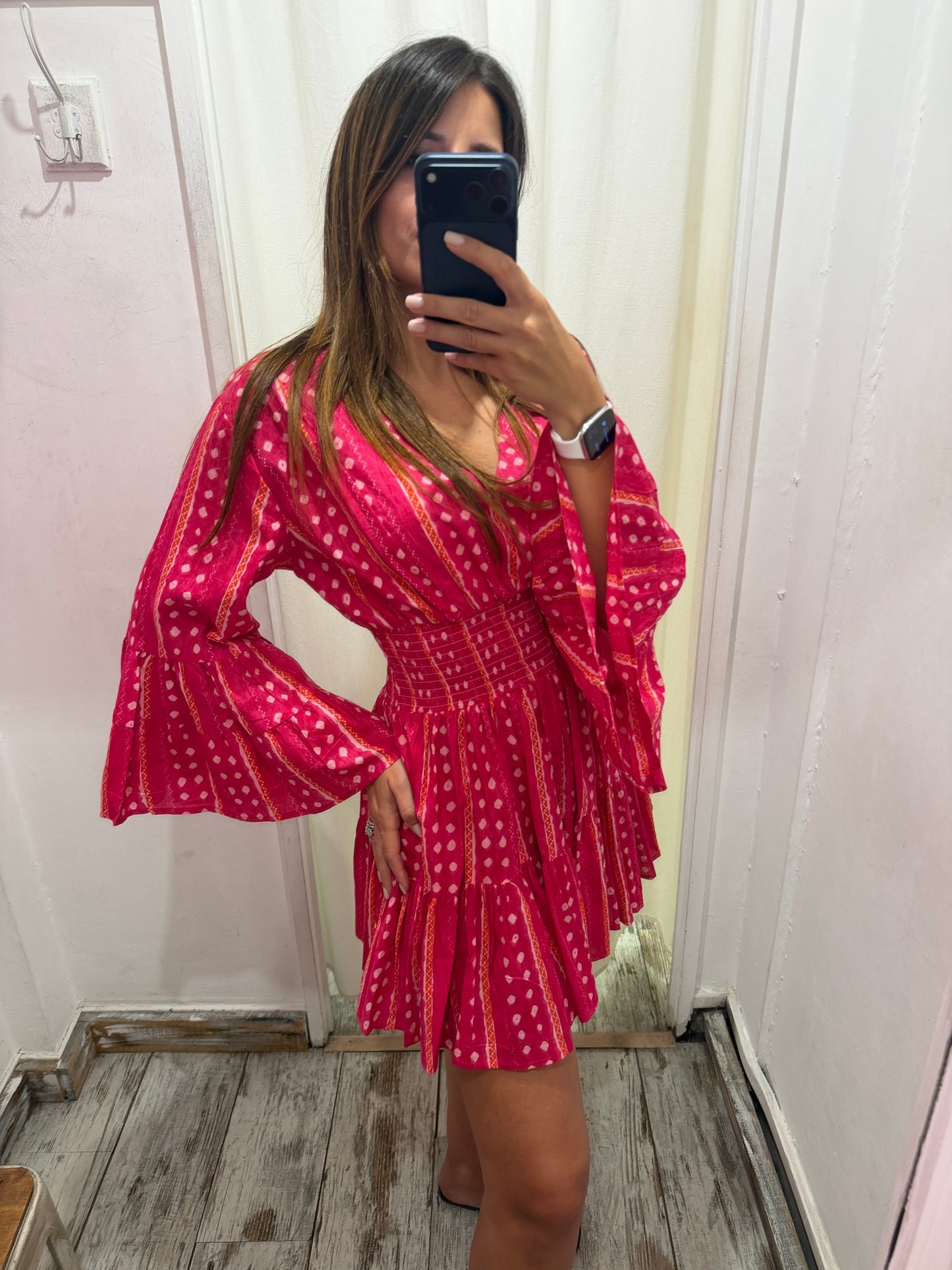 ABITO IN COTONE FUCSIA