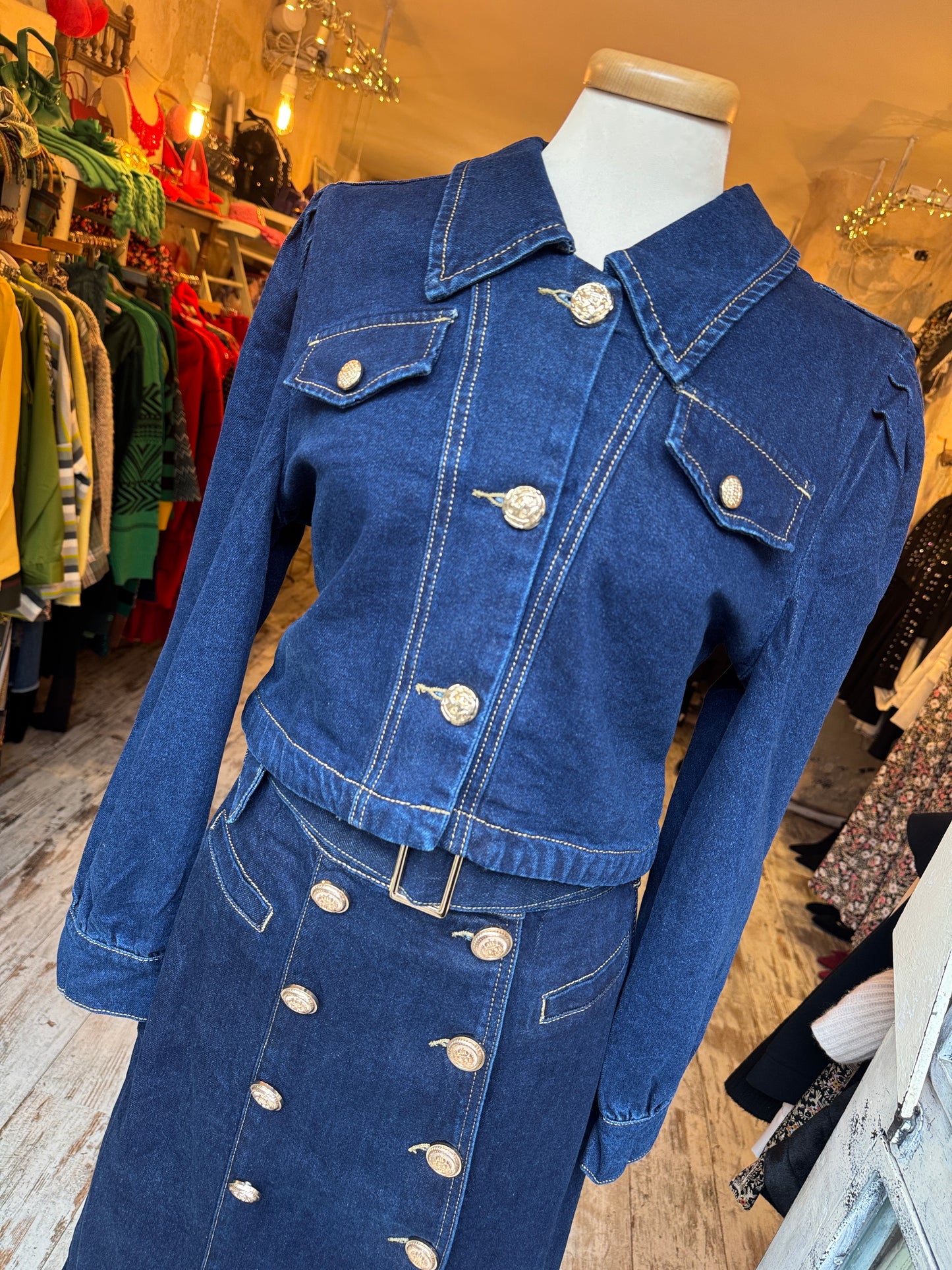 GIACCHINA CROP DENIM SCURO