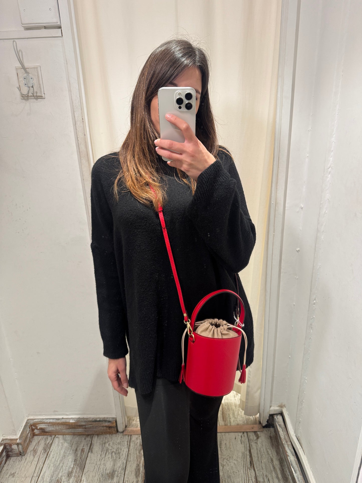 SECCHIELLO IN PELLE ROSSO