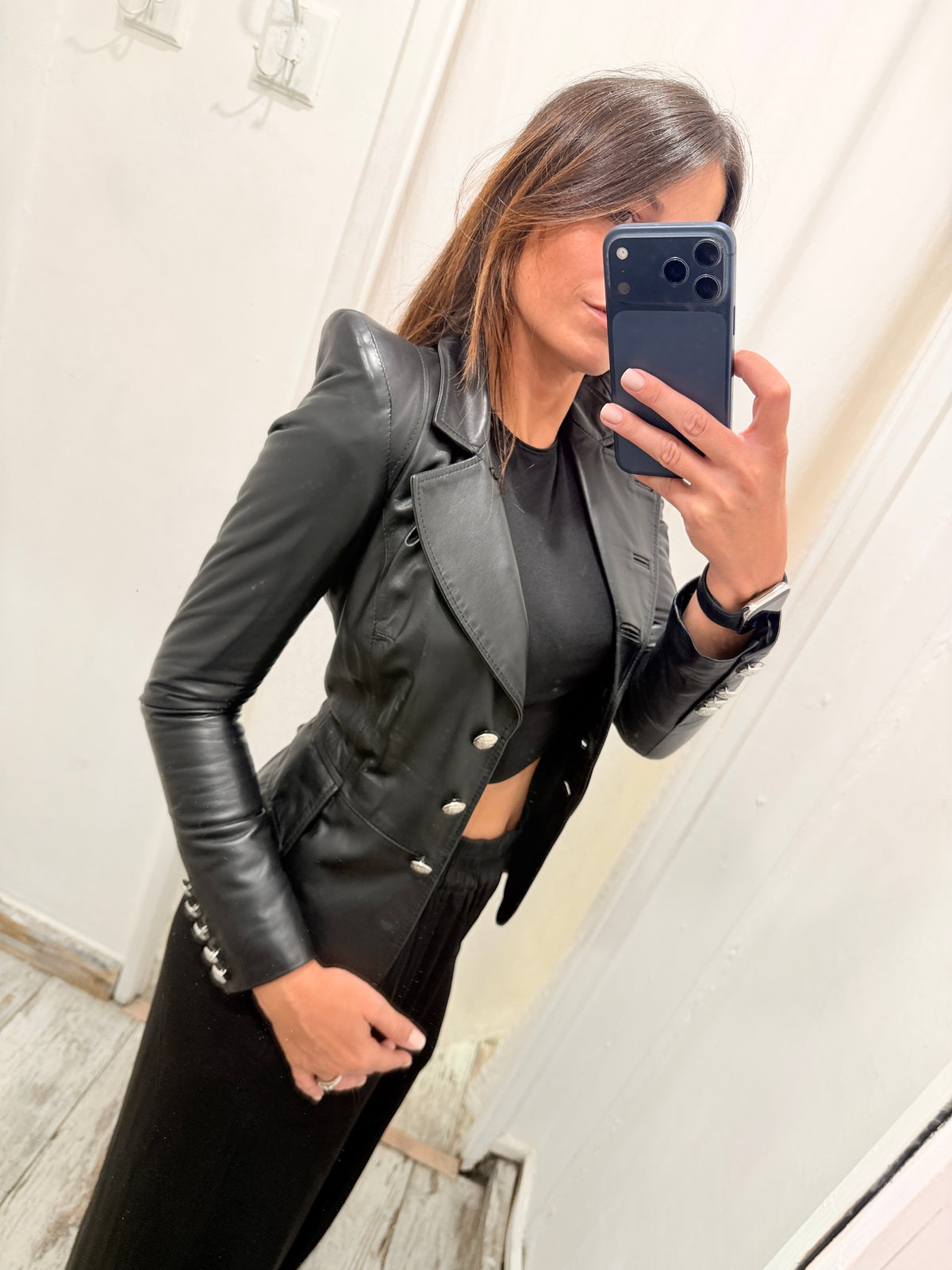 BLAZER ADELE FADO PELLE NERO