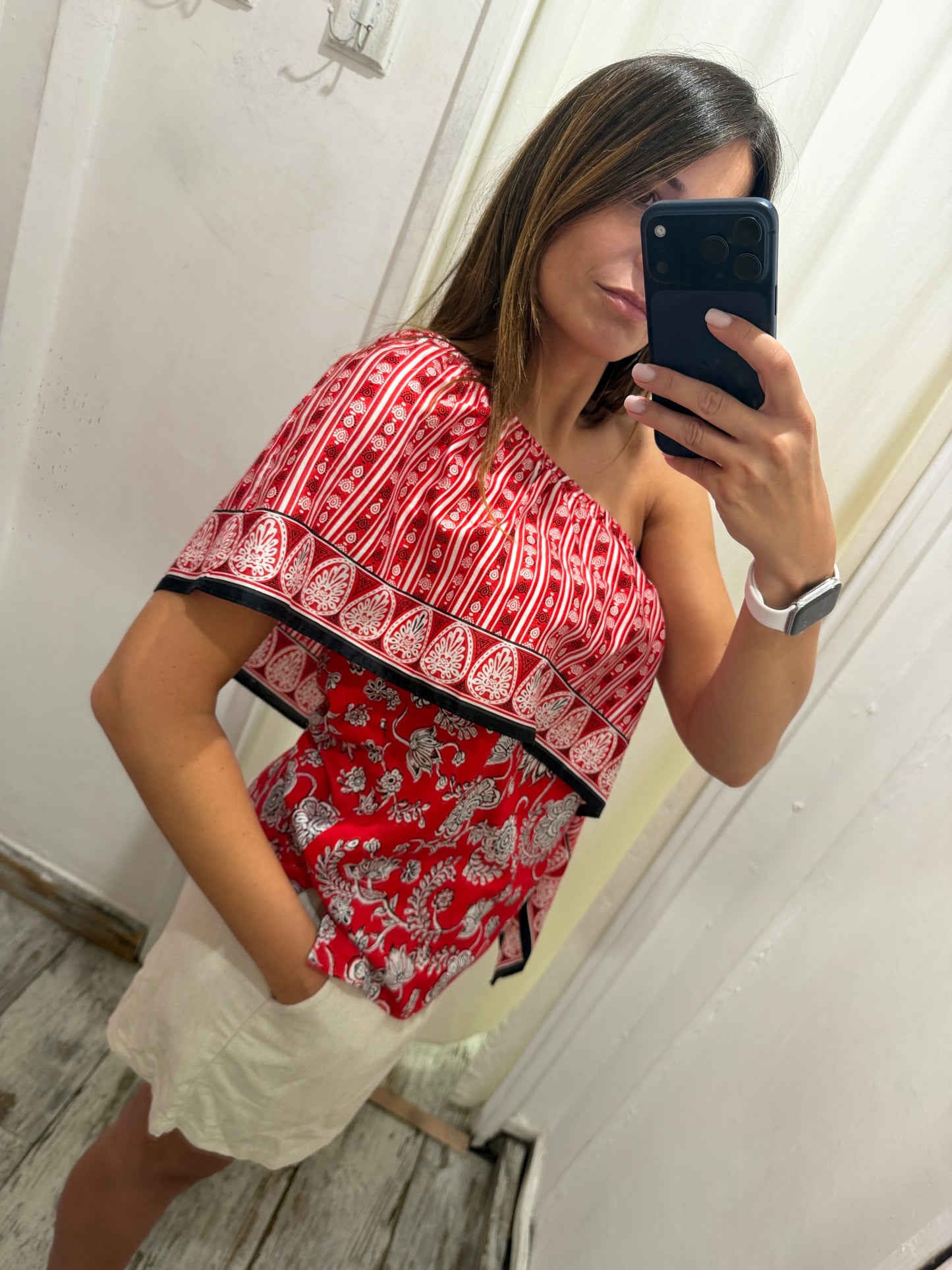 TOP MONOSPALLA RALPH LAUREN ROSSO FANTASIA