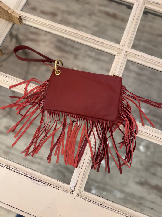 POCHETTE FRANGE IN PELLE