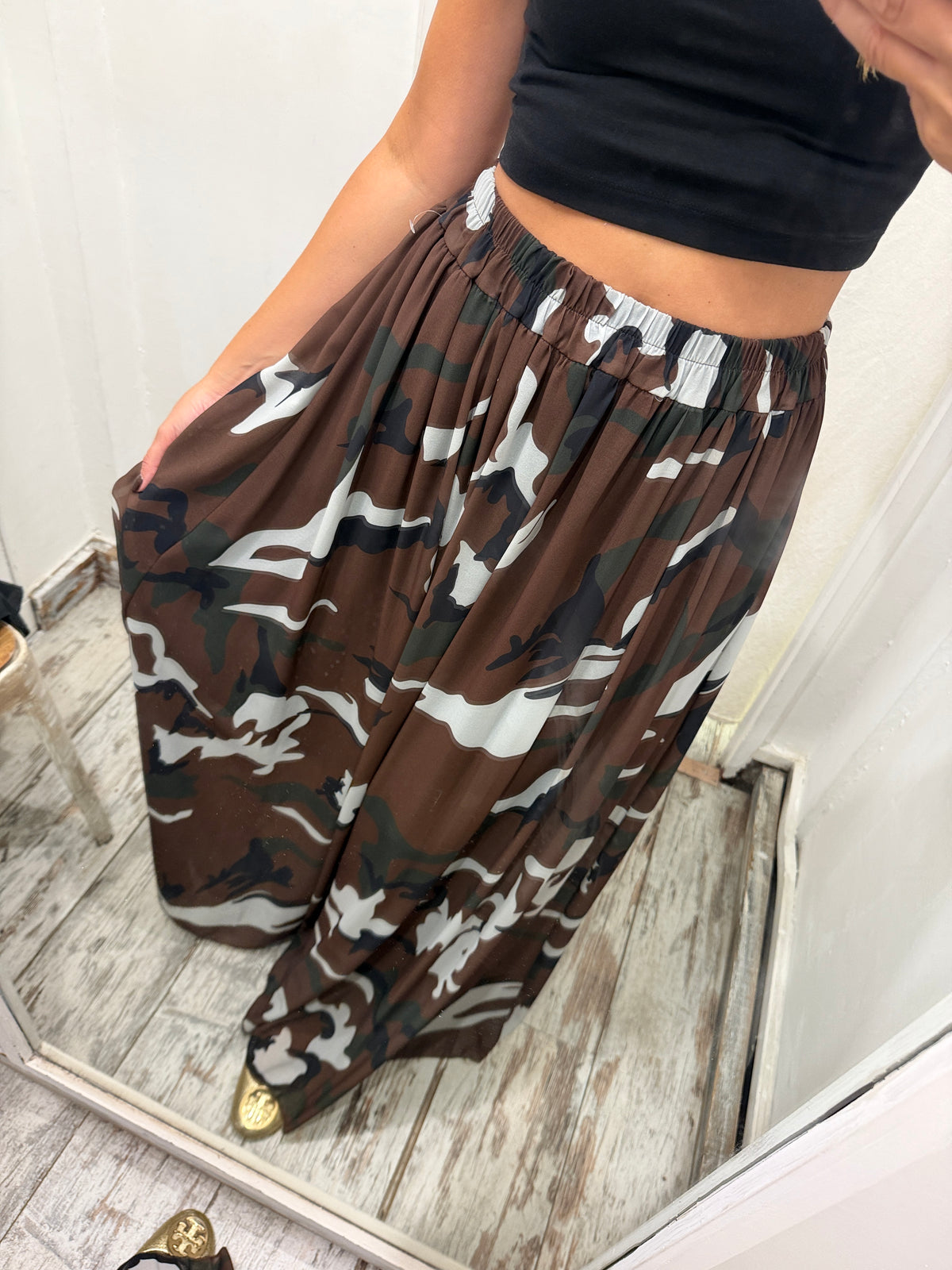 GONNA LUNGA CAMOUFLAGE MARRONE