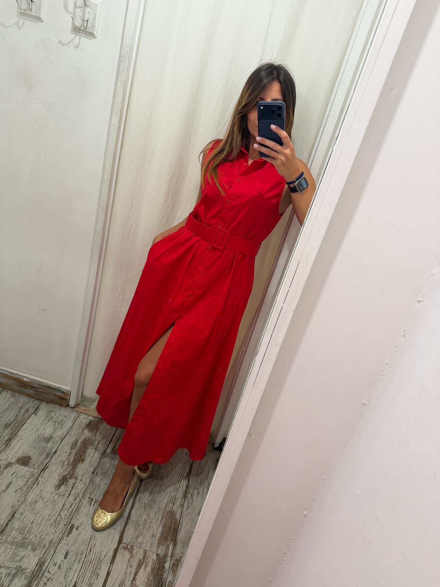 ABITO CHEMISIER COTONE ROSSO