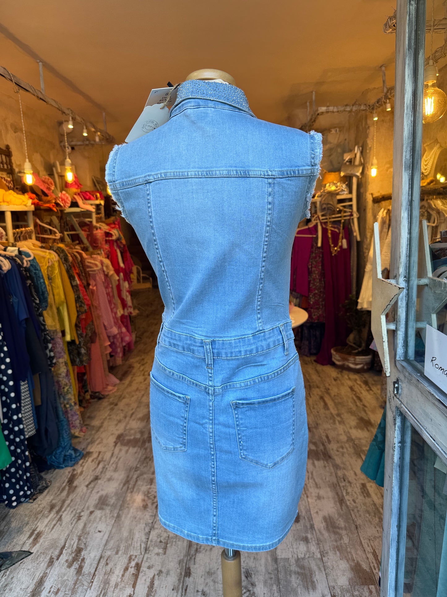 ABITO DENIM CORTO CON STRASS