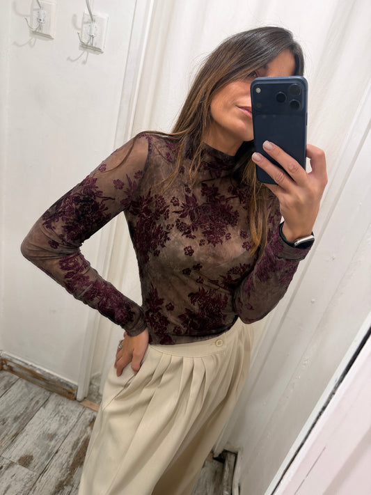 BLUSA VELATA BORDEAUX VELLUTO