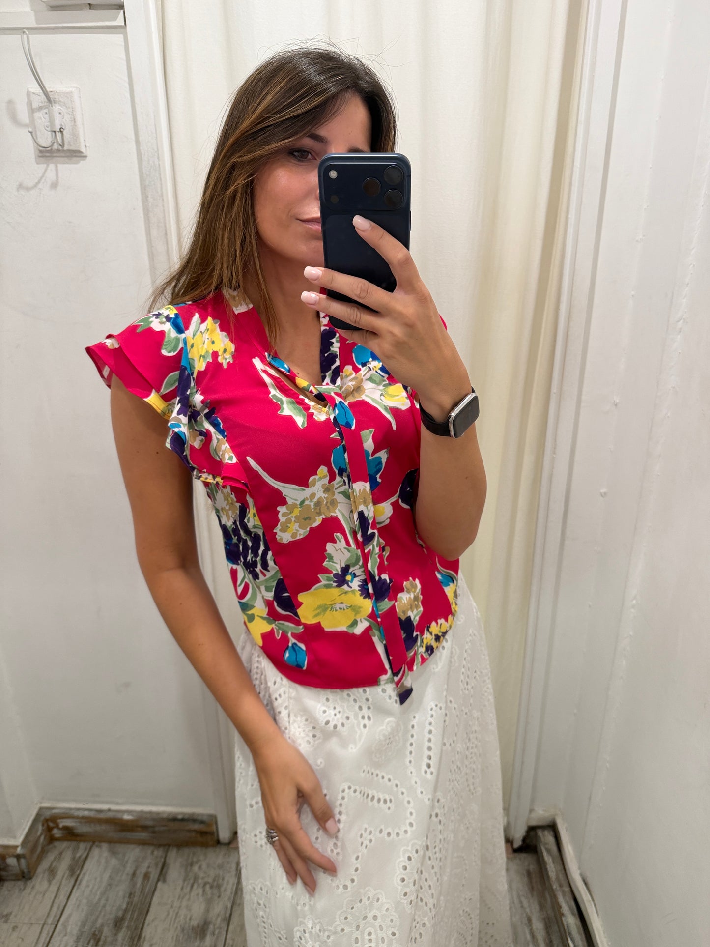 BLUSA RALPH LAUREN FUCSIA FLOREALE