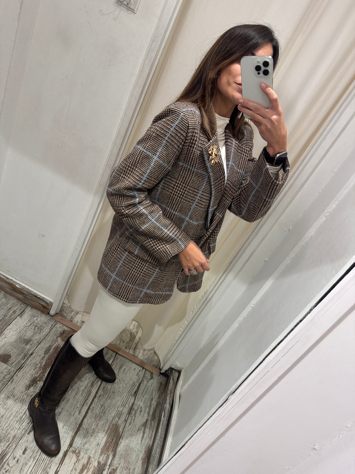 BLAZER OVER PRINCIPE DI GALLES MARRONE