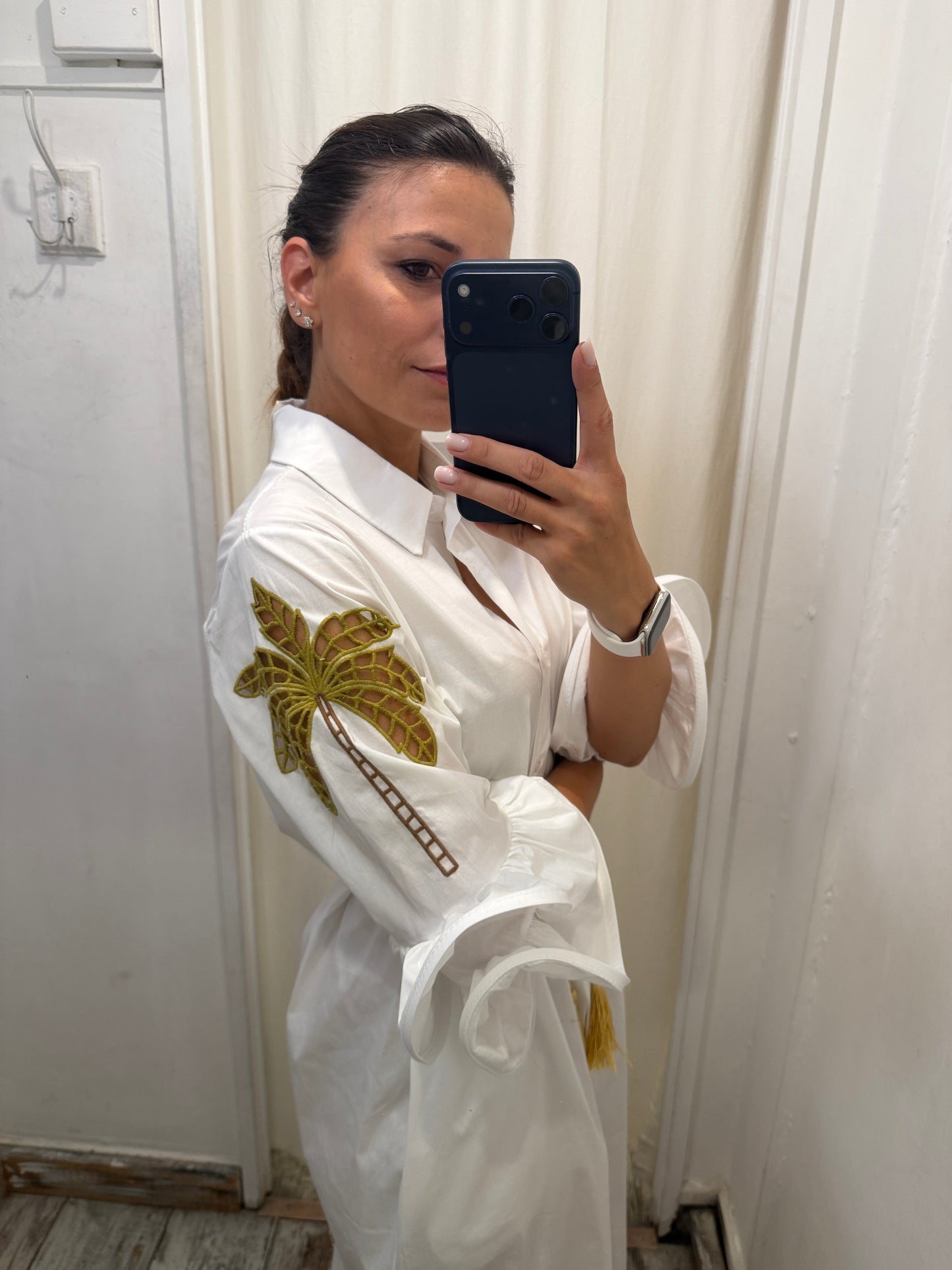 CAMICIONE BIANCO CON PALME