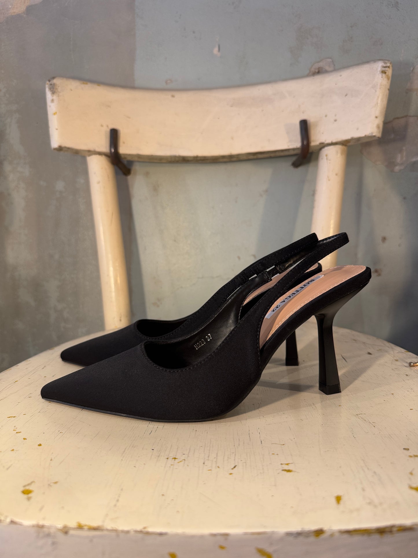 DECOLLETÈ SLINGBACK NERO TESSUTO