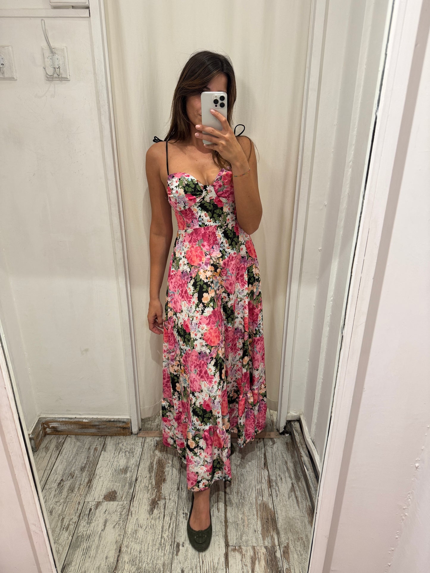 ABITO FLOREALE FUCSIA E NERO