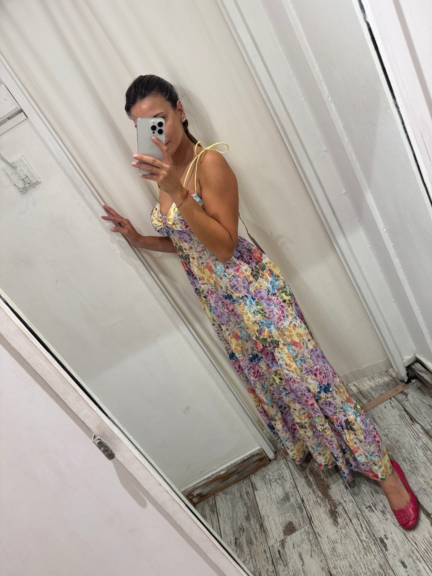 ABITO GIALLO FLOREALE MULTICOLORE