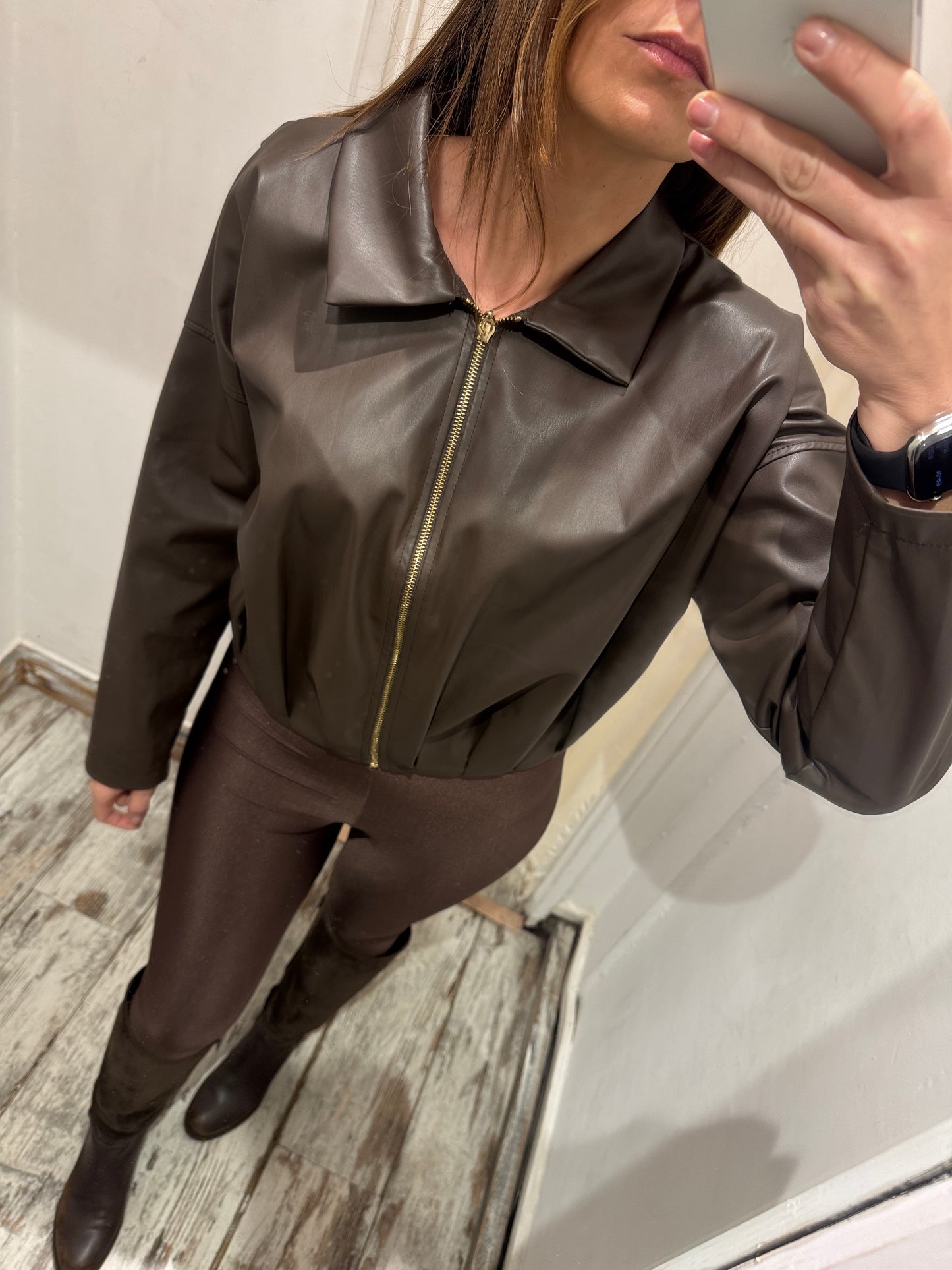 NEW COLLECTION - BOMBER ECOPELLE MARRONE