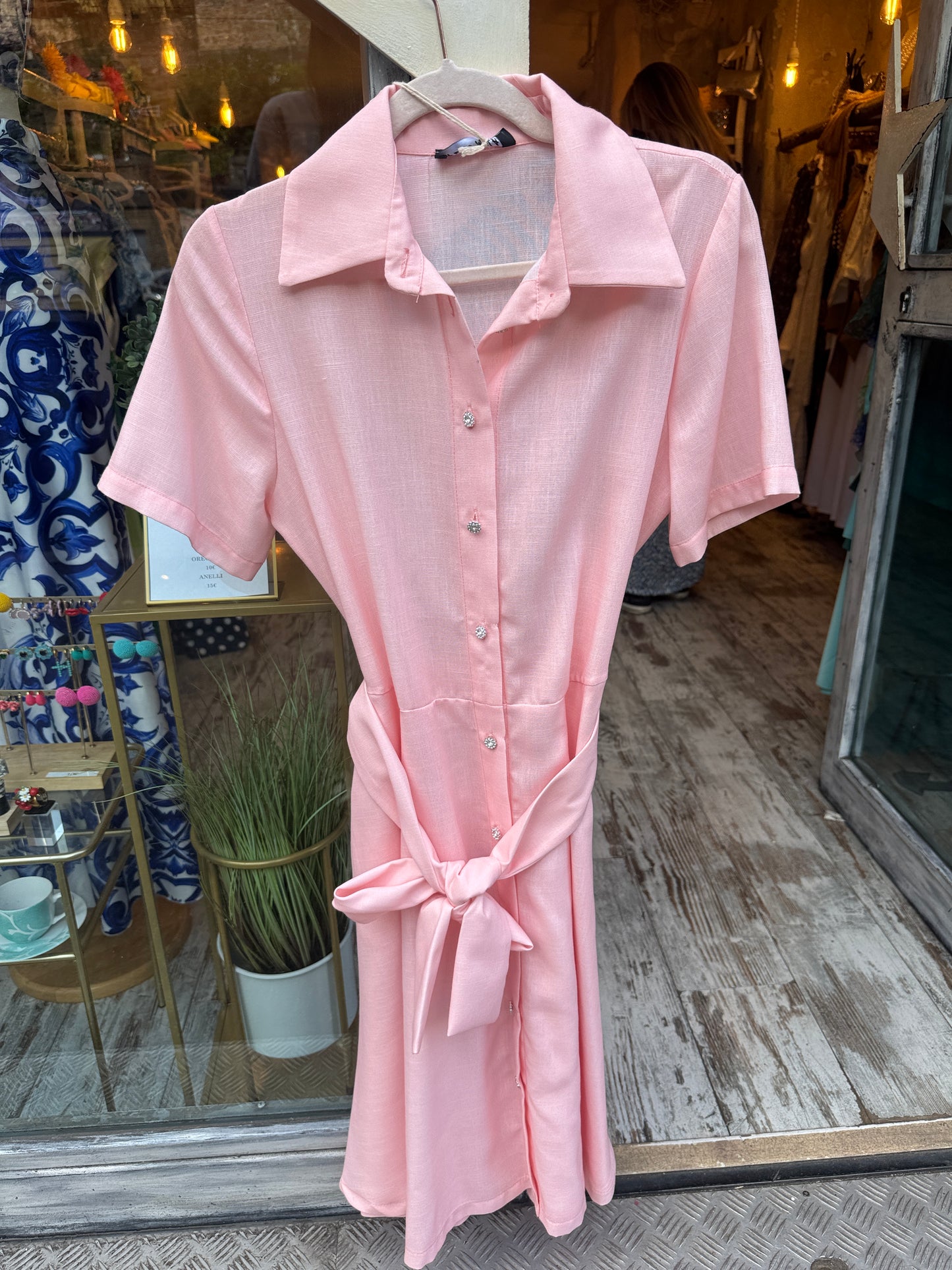 ABITO CHEMISIER MIDI ROSA PESCA