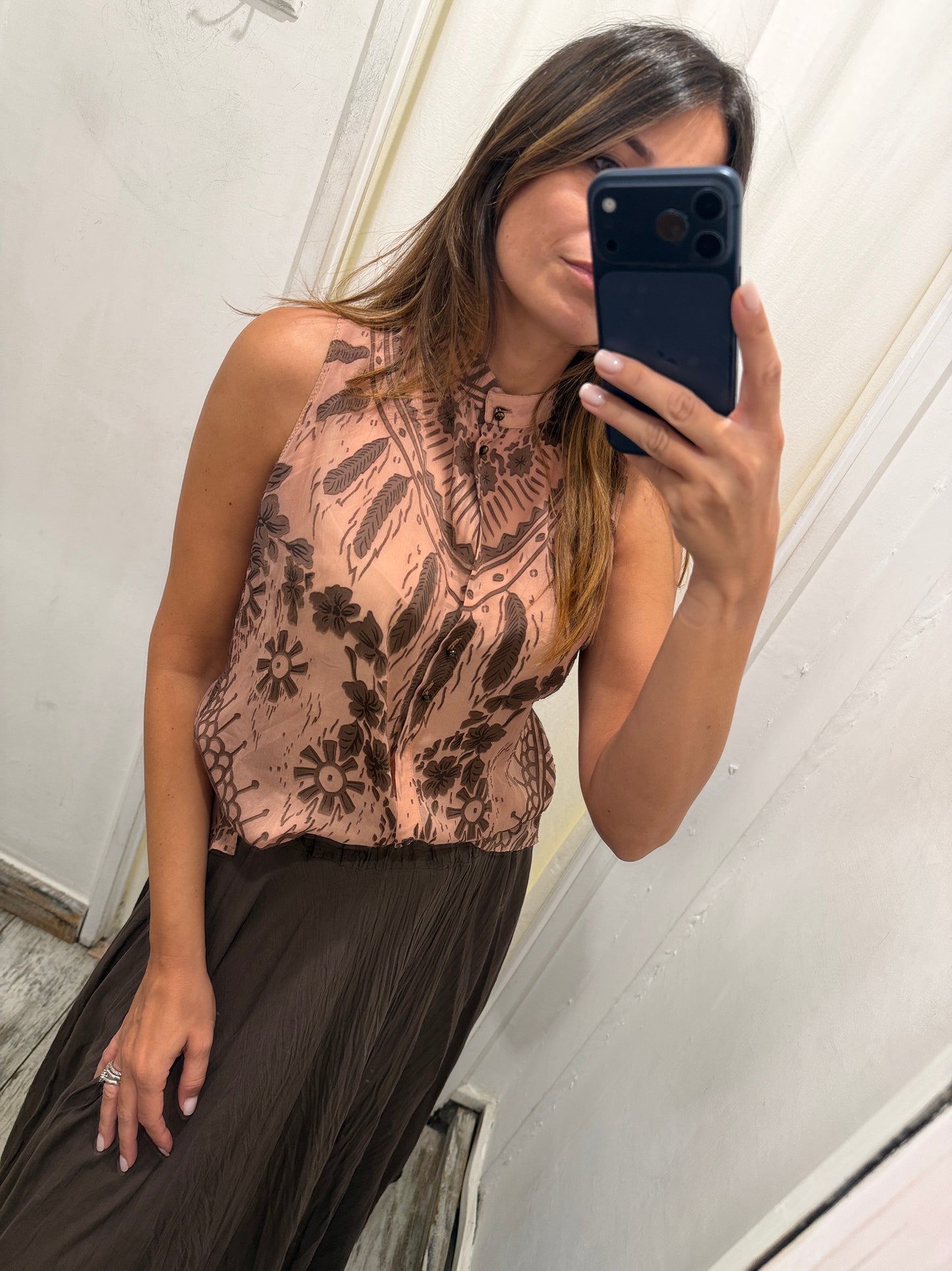CAMICIA CLASS ROBERTO CAVALLI ROSA E MARRONE