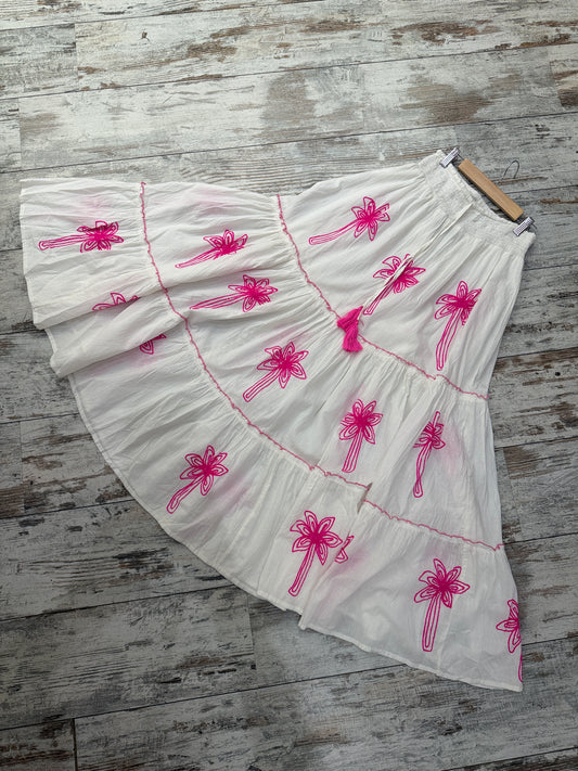 GONNA BIANCA PALME FUCSIA
