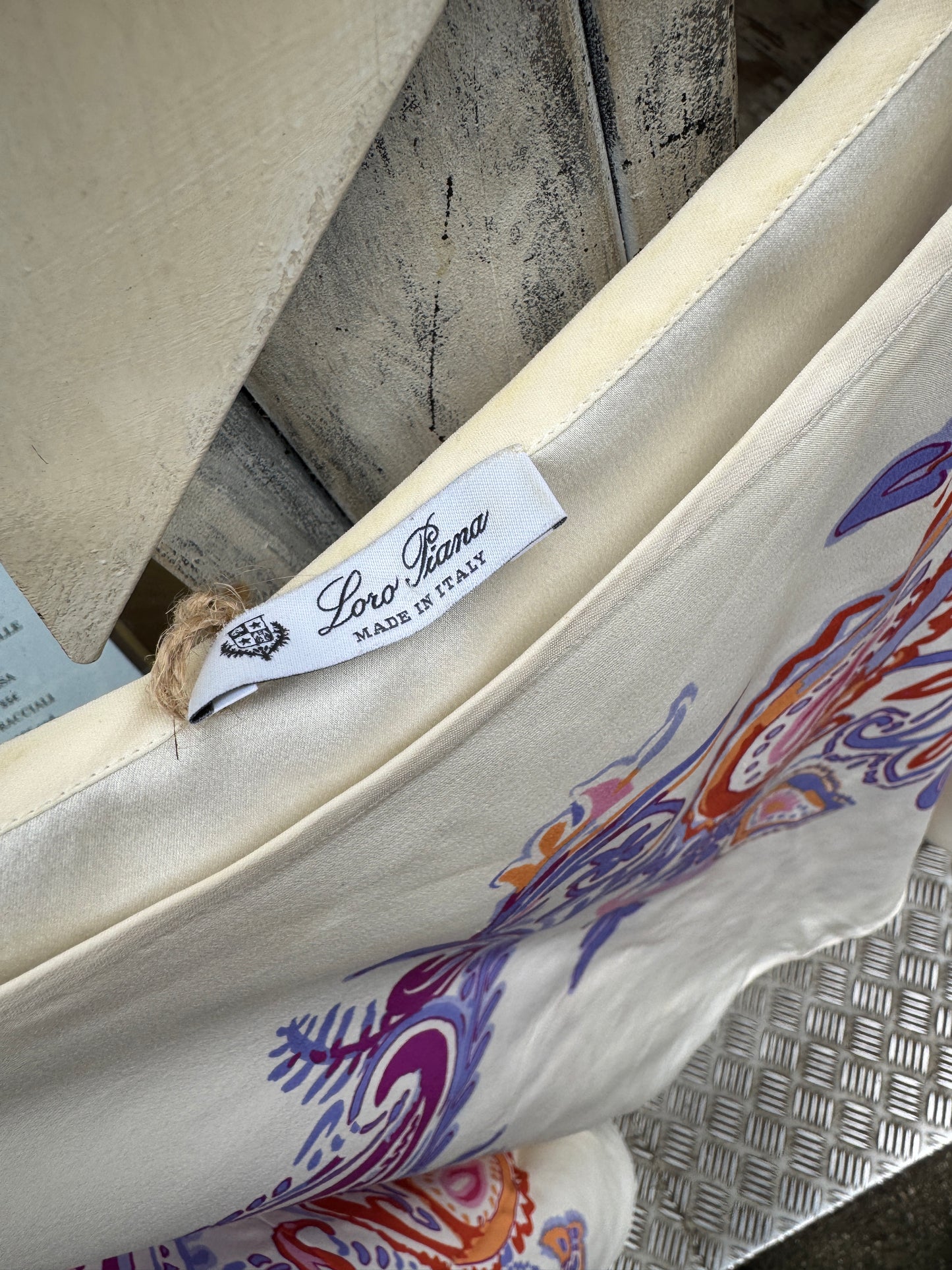 NEW COLLECTION - BLUSA LORO PIANA SETA FANTASIA VIOLA e ARANCIO