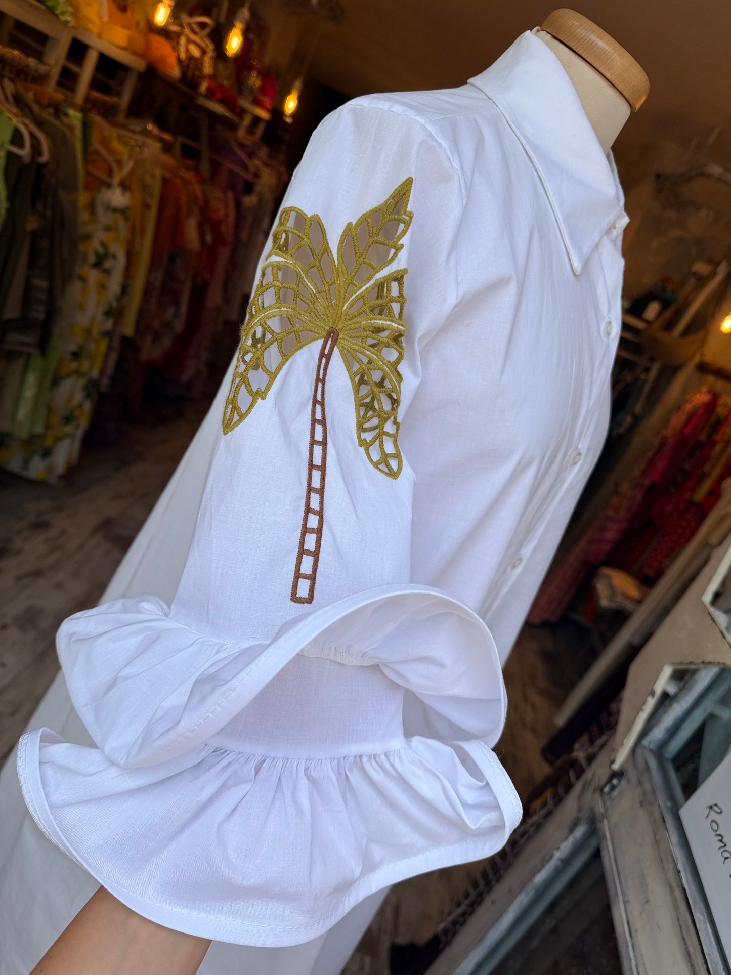 CAMICIONE BIANCO CON PALME