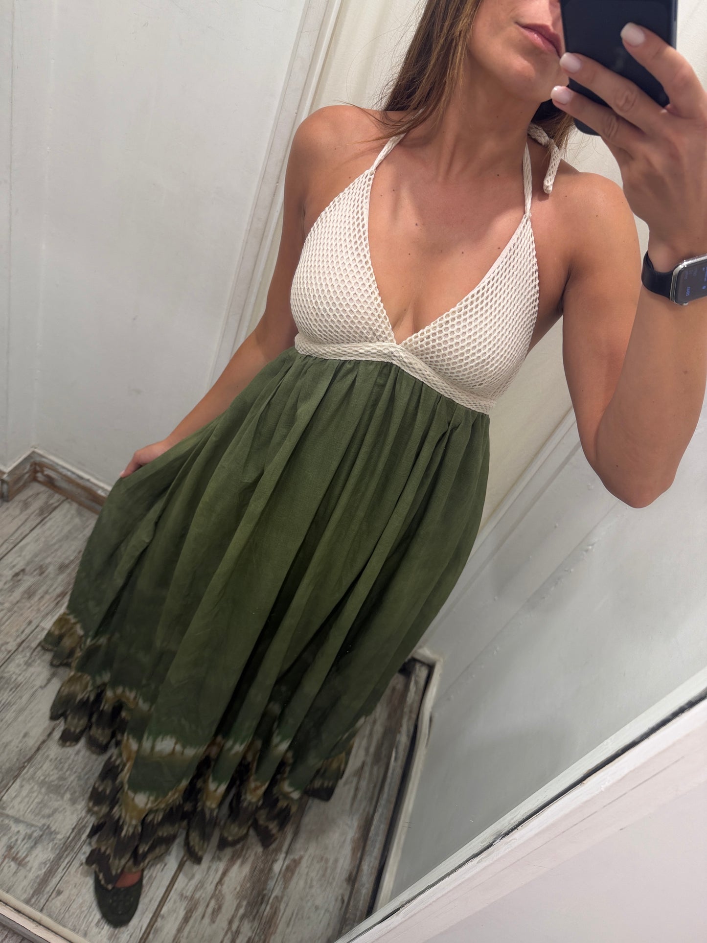 ABITO LUNGO PANNA E VERDE MILITARE