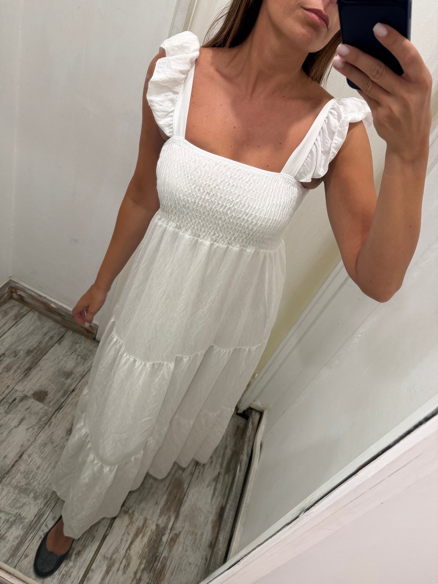 ABITO LONGUETTE BIANCO CORPETTO SMOCK