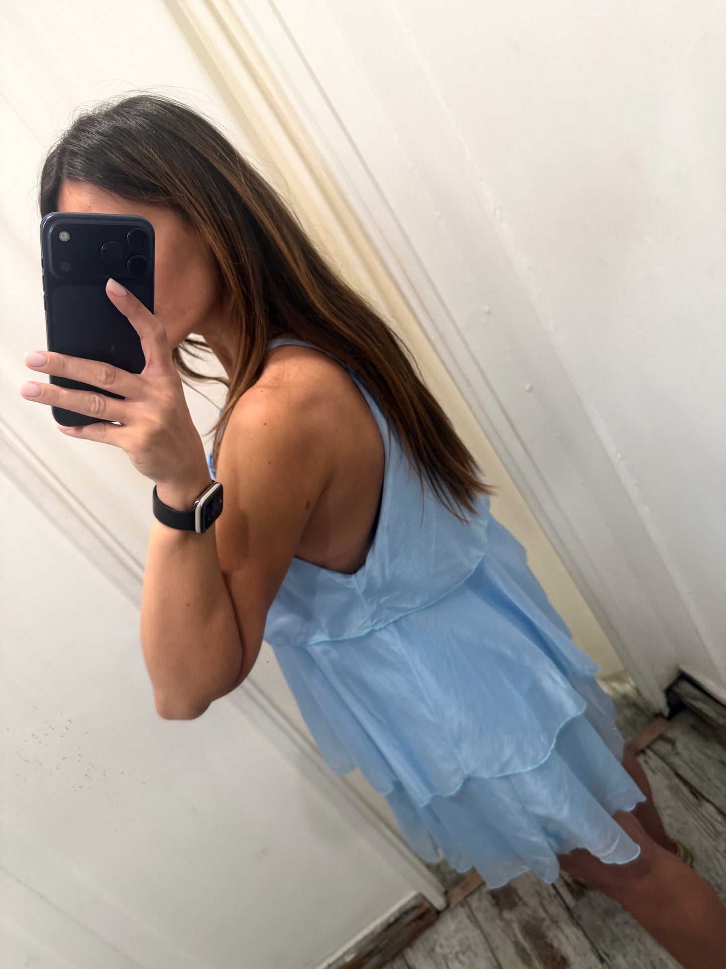 ABITO CORTO A BALZE CELESTE