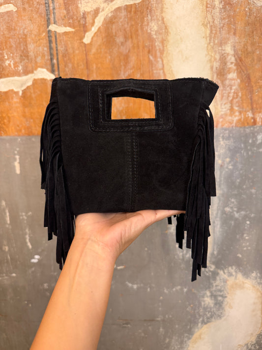 BORSA MINI CUBE NERO FRANGE