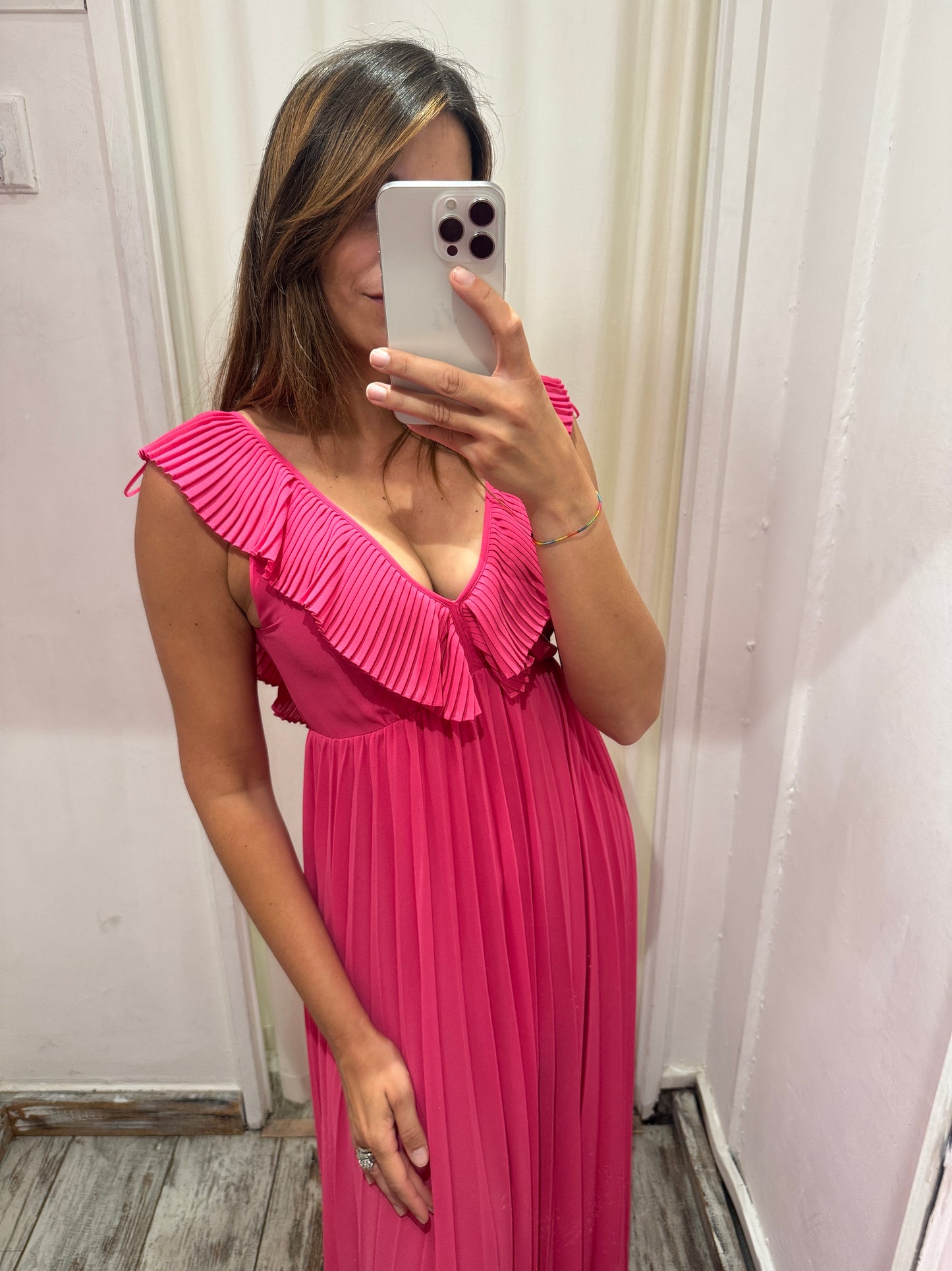ABITO TWINSET FUCSIA PLISSÈ